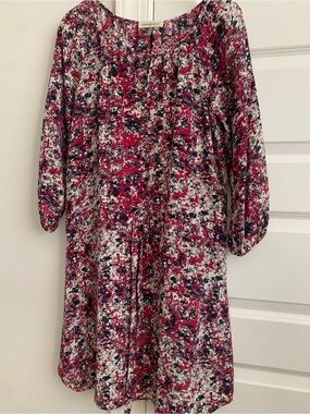 Amour Vert Pink, Navy and White Floral-Effect Casual Dress